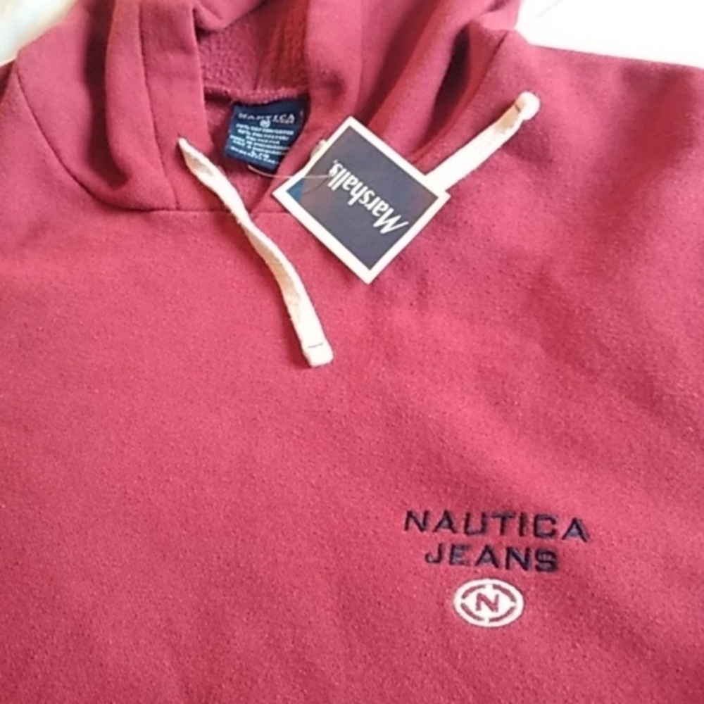 NWT Nautica jeans co red sweater with hoodie Large
